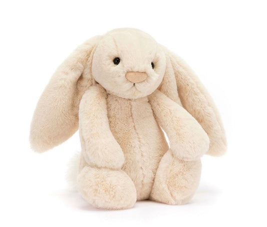 Beautifully soft cream plush bunny with floppy ears.
