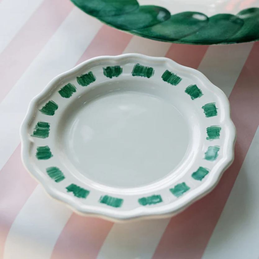 Vietri Lisbon Green Stitch Cocktail Plate