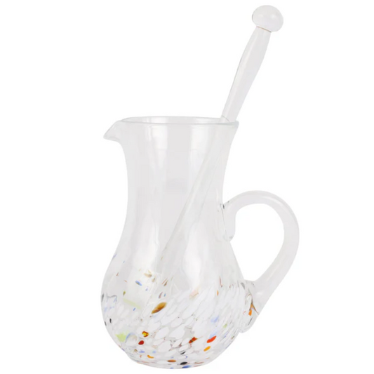 Vietri Chiara White Pitcher and Stirrer Set
