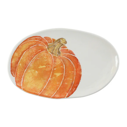 Vietri Pumpkins Small Oval Platter w/ Pumpkin