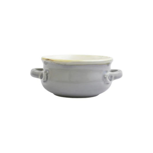 Vietri Italian Bakers Small Handled Round Baker Gray