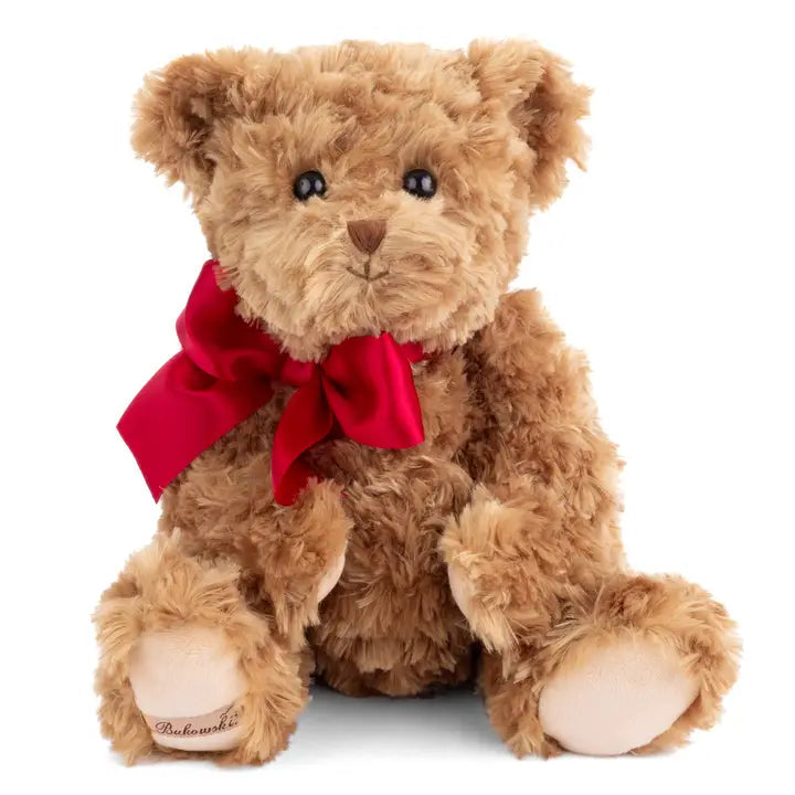 Brown Bukowski Bear with red bow