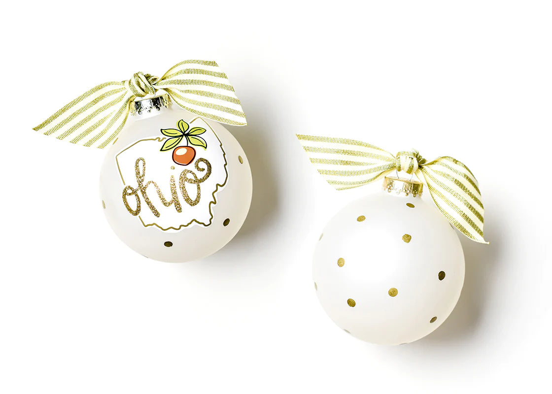 Happy Everything! Ohio Motif Glass Ornament