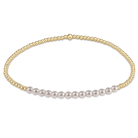 eNewton Gold Bliss 2mm Bead Bracelet Pearl