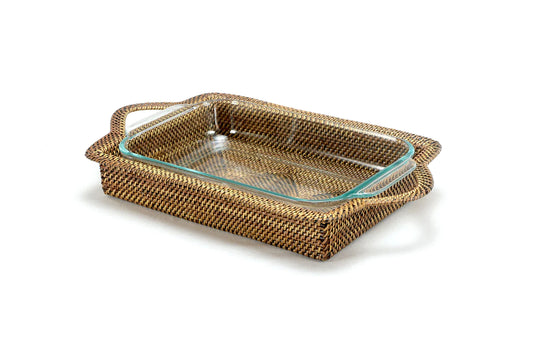 Calaisio Rectangular Casserole Basket with 2 Qt Pyrex Baker