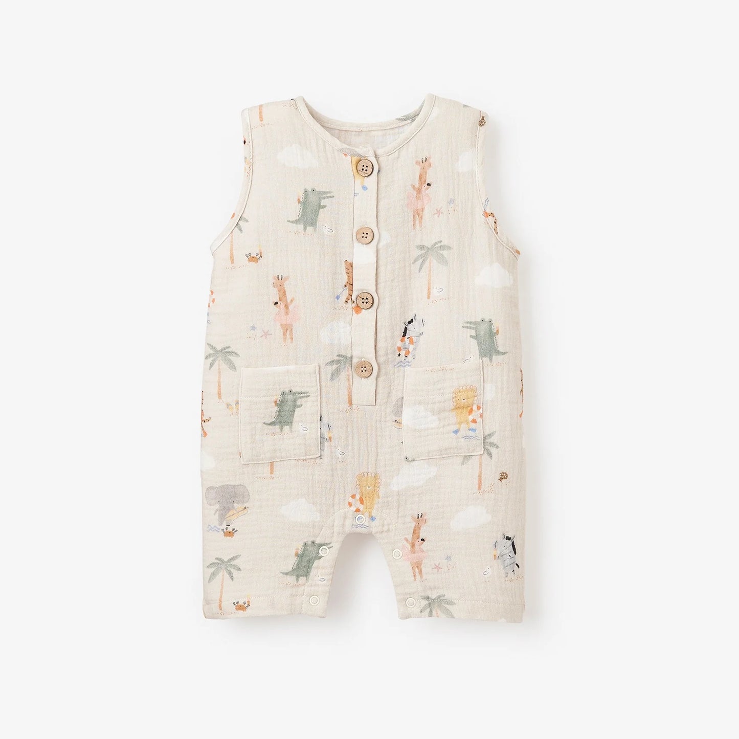 Elegant Baby Seaside Safari Organic Muslin Shortall 6-9M