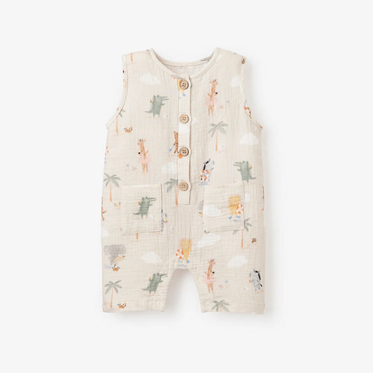 Elegant Baby Seaside Safari Organic Muslin Shortall 6-9M