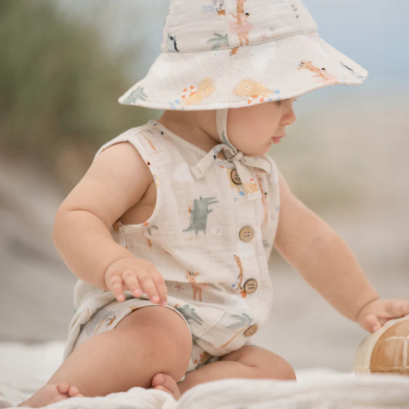 Elegant Baby Seaside Safari Organic Muslin Shortall 6-9M