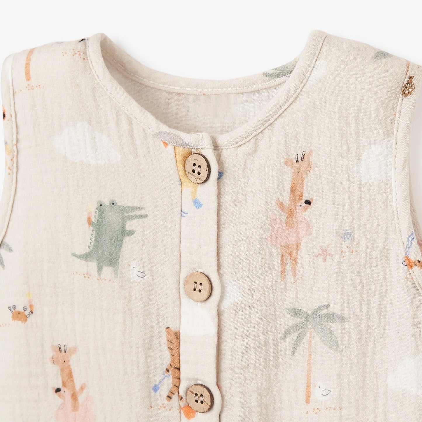 Elegant Baby Seaside Safari Organic Muslin Shortall 6-9M