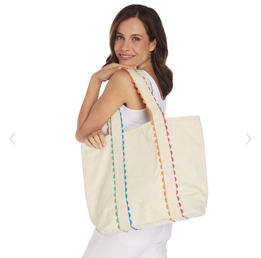 Bright Side Colorful Ric Rac Trim Tote