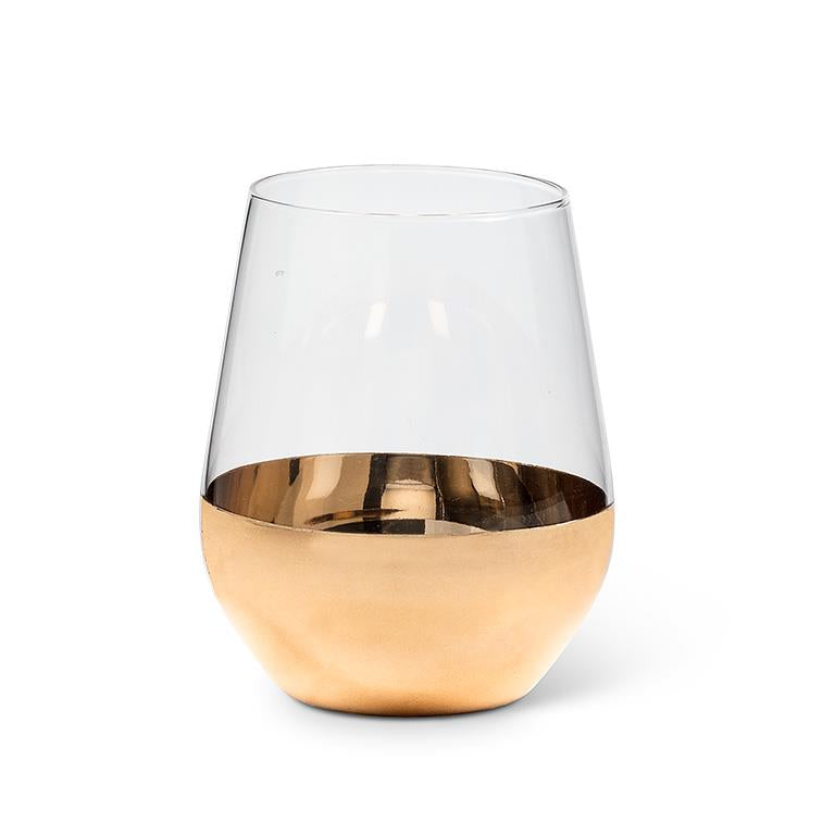 Gold Wide Band Stemless Goblet