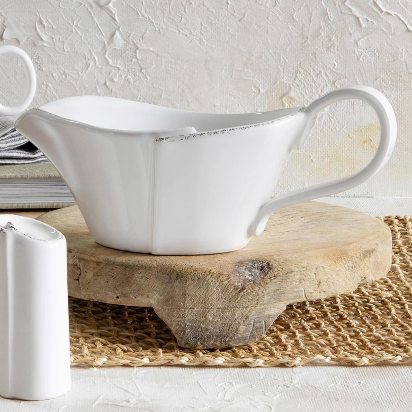 Vietri Lastra White Sauce Server