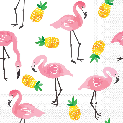 Mariposa Exclusive Flamingos and Pineapples Cocktail Napkin