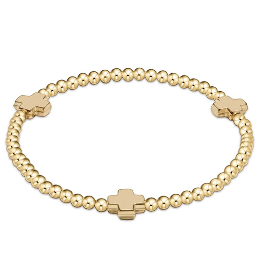 eNewton Signature cross 3mm Bracelet Gold