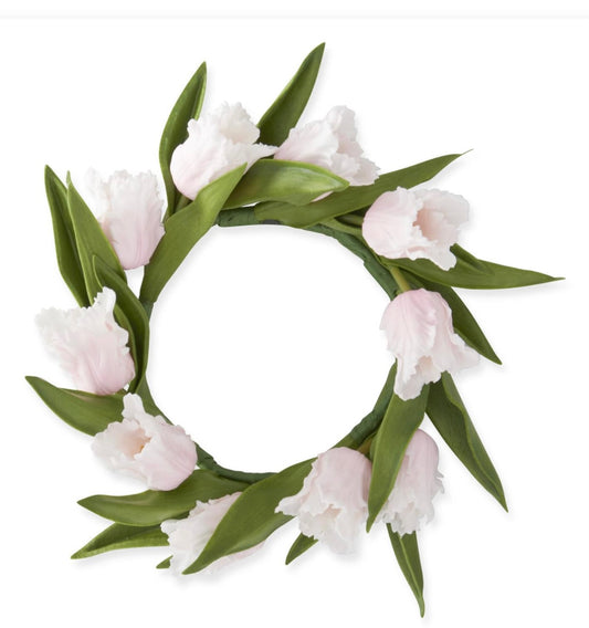 10in Pink Real Touch Parrot Tulip Candle Ring