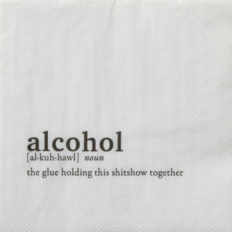 Black and White Beverage Napkin Alcohol