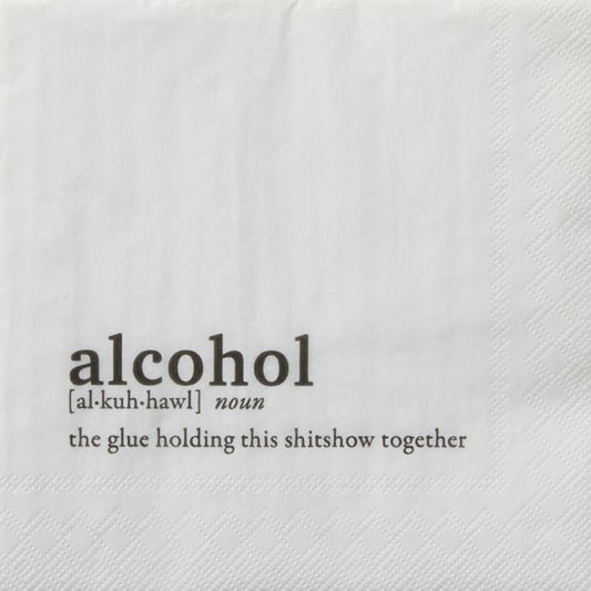 Black and White Beverage Napkin Alcohol