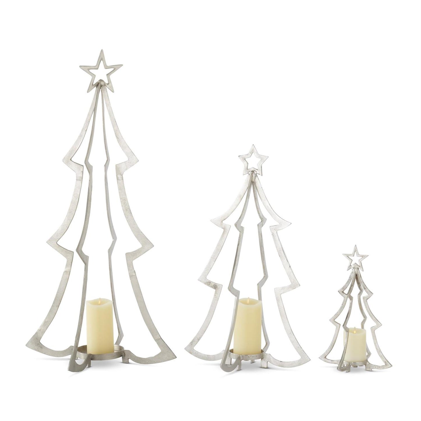 Silver Christmas Tree Candleholder Medium 28”
