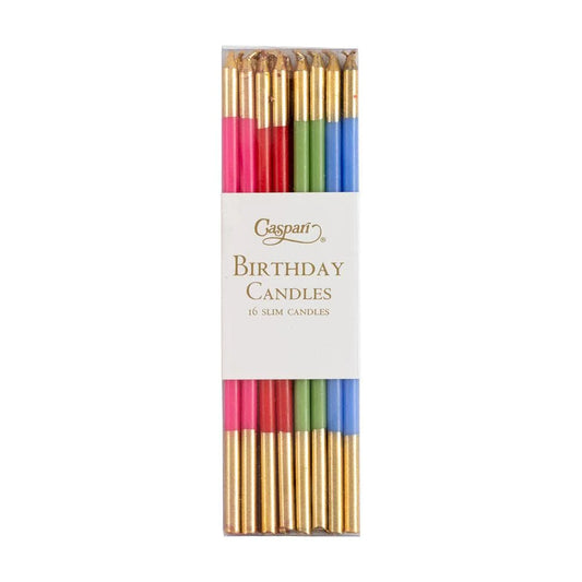 Caspari Slim Birthday Candles in Mixed Brights