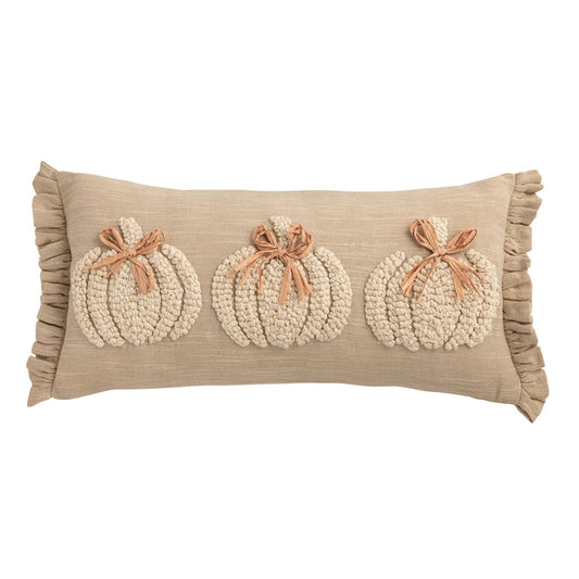 Mudpie Lumbar White Pumpkin Pillow