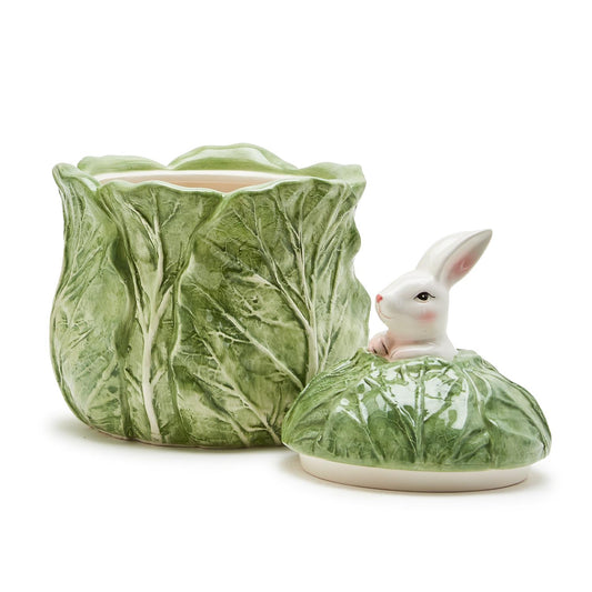 Cabbage Leaf Jar with Bunny