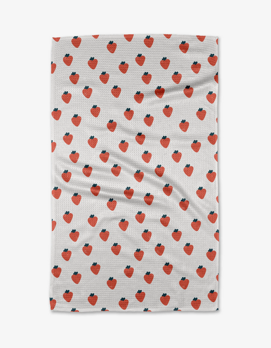 Geometry Strawberry Love Tea Towel