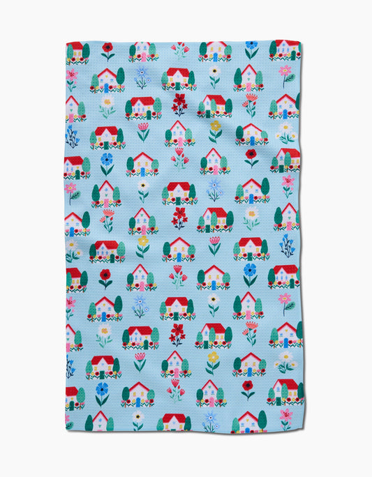 Geometry Spring Houses Tea Towel