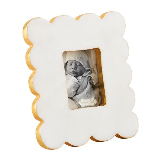 Mudpie Rectangle Scallop Marble Frame