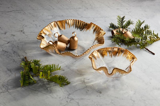 Mudpie Gold Ruffle Bowl LARGE