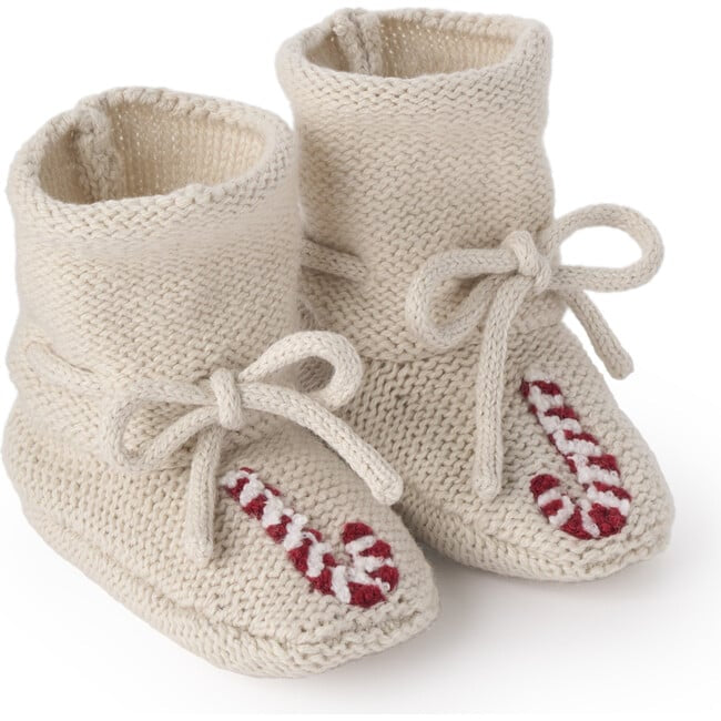 Elegant Baby Candycane Drawstring Booties 0-12m