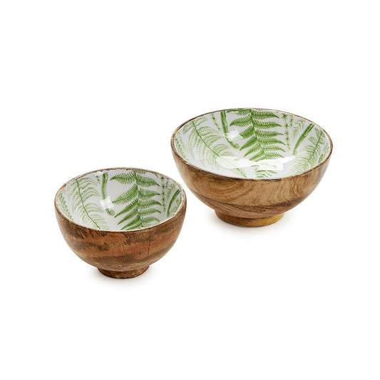 Fanciful Fern Wood Pedestal Bowl Large