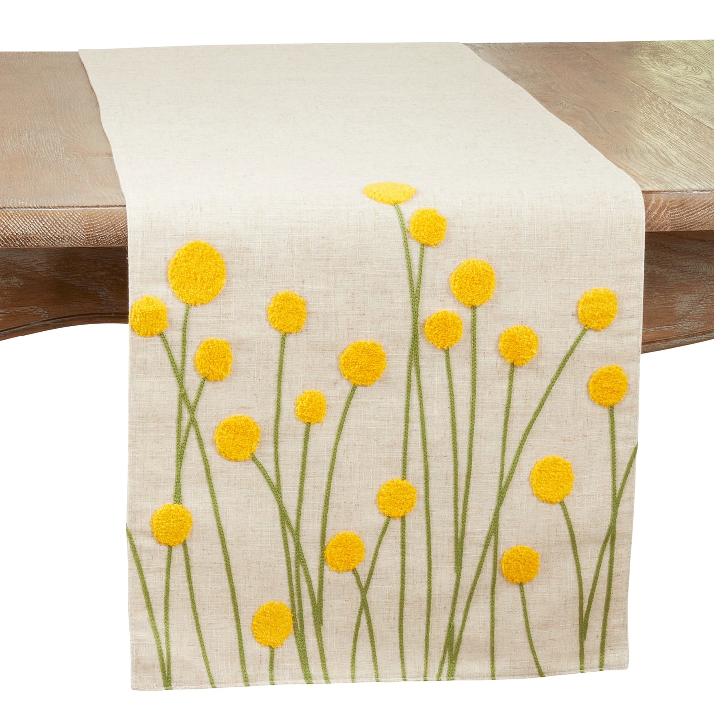 Saro Embroidered Yellow Flowers Runner
