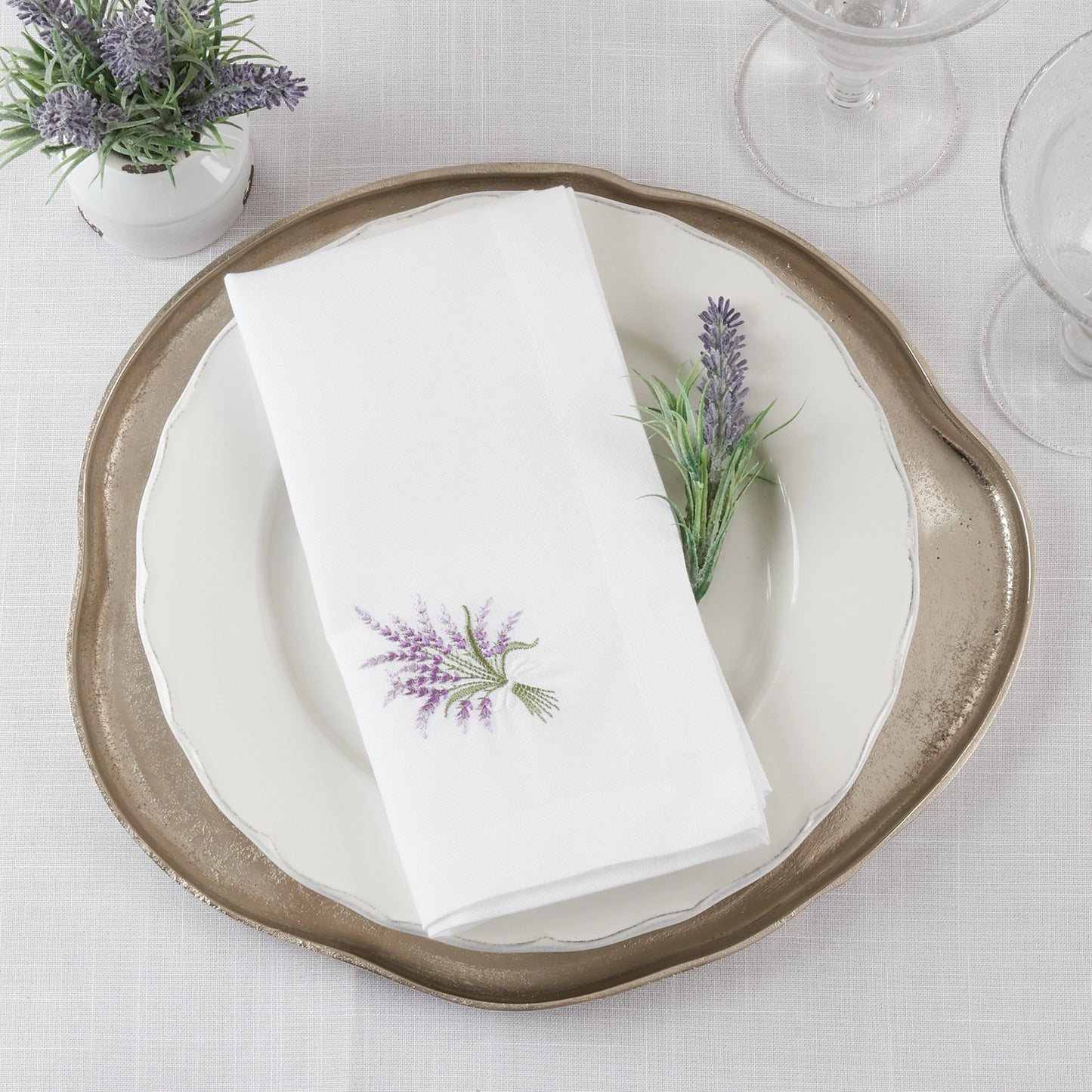 Saro Embroidered Lavender Napkin