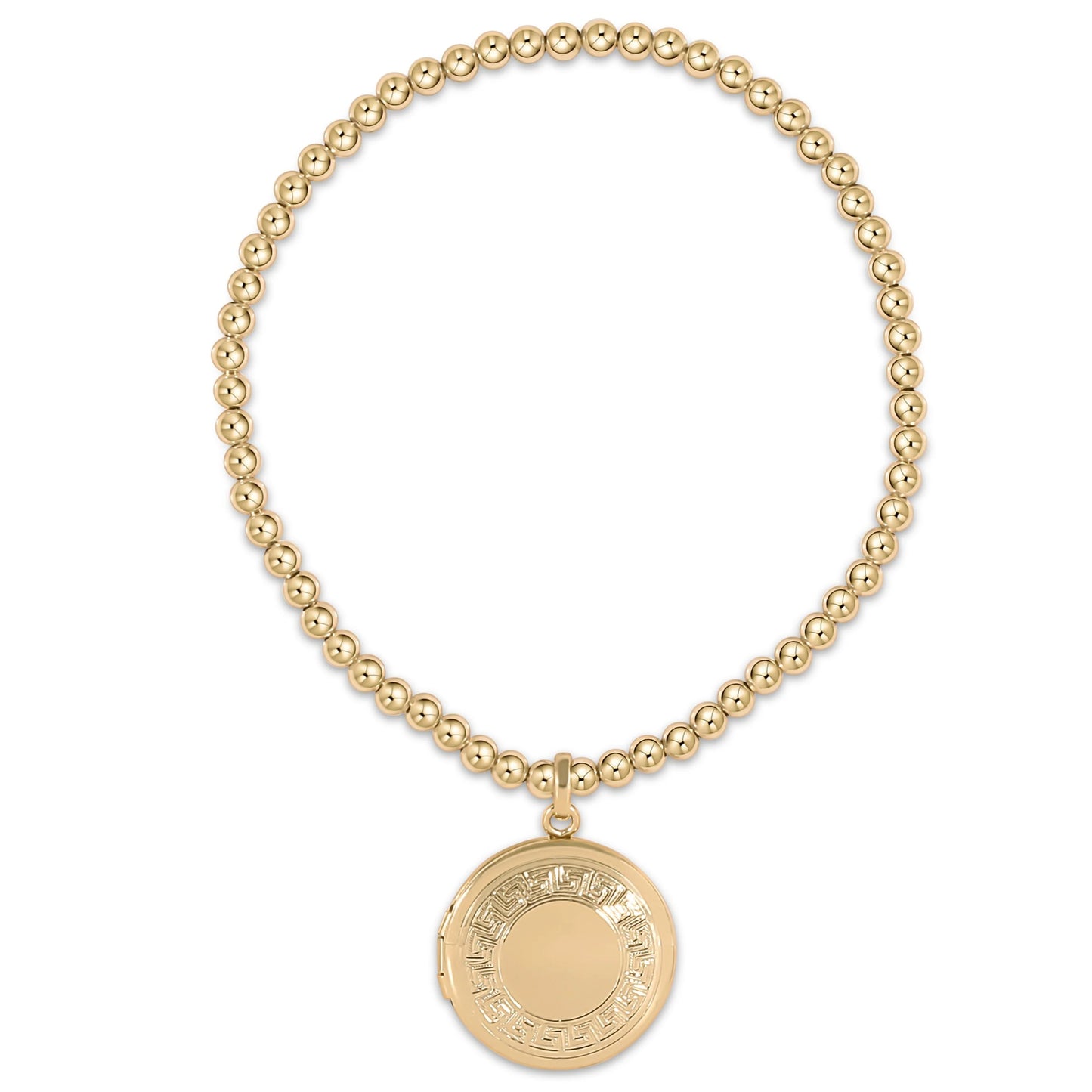 eNewton Classic Gold 3mm Bead Bracelet Cherish Gold Locket