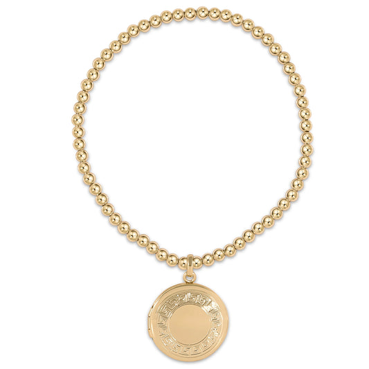 eNewton Classic Gold 3mm Bead Bracelet Cherish Gold Locket