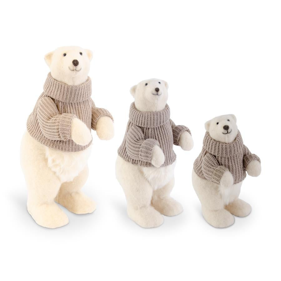 Cream Fur Polar Bear in Sweater 10.5”
