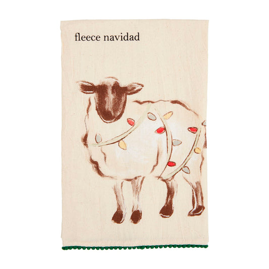 Mudpie Christmas Sheep Pom Towel