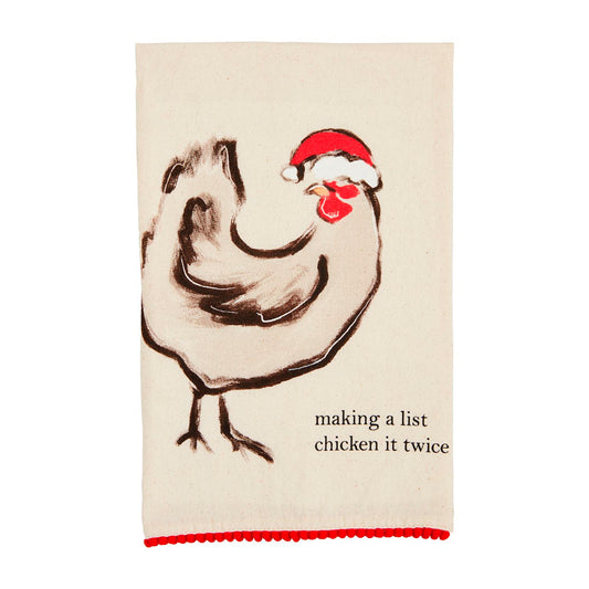 Mudpie Christmas Chicken Pom Towel