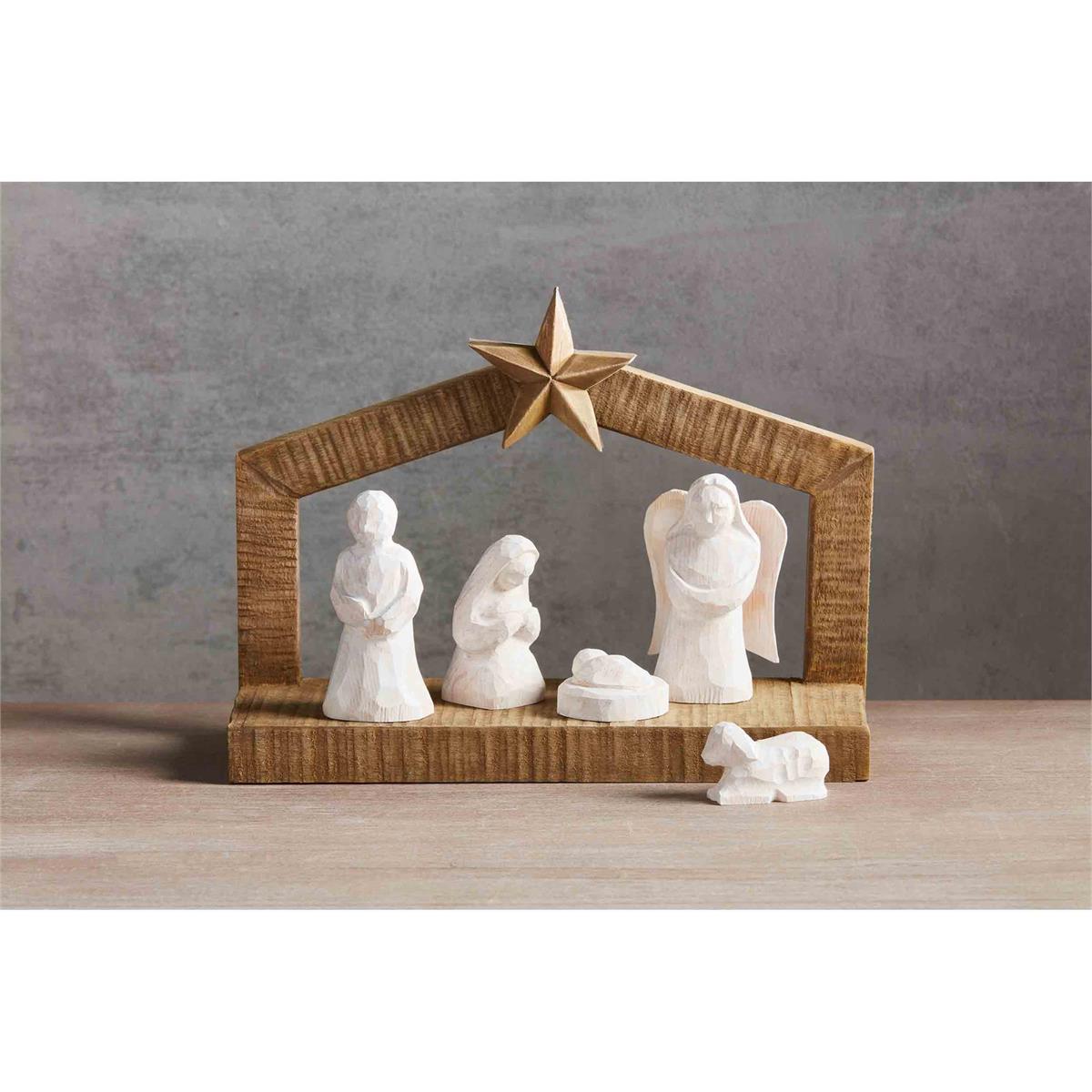 Mudpie White Christmas Wood Nativity