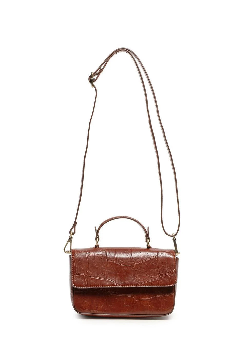 Joy Susan Wilma Faux Croc Mini Flap Top Handle Crossbody