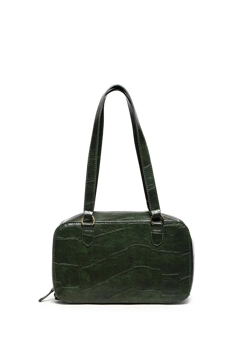Joy Susan Bottle Green Jackie Faux Croc Boston Shoulder Bag