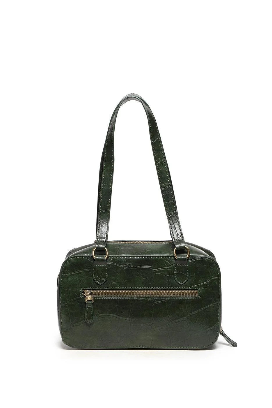 Joy Susan Bottle Green Jackie Faux Croc Boston Shoulder Bag