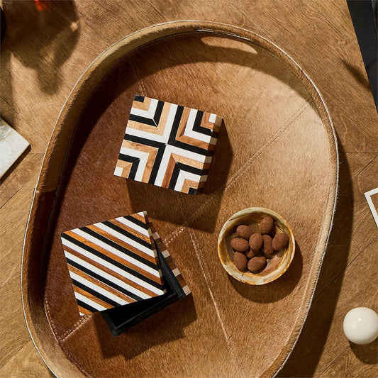 Large Brown Cowhide Tray