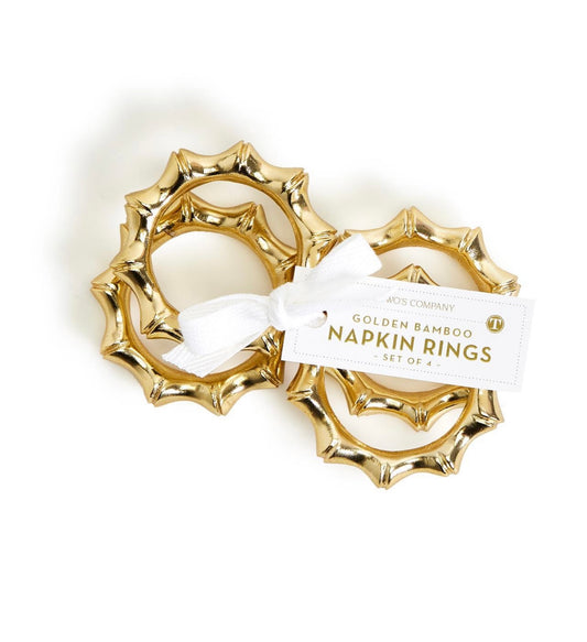 Golden Bamboo Napkin Rings Set of 4