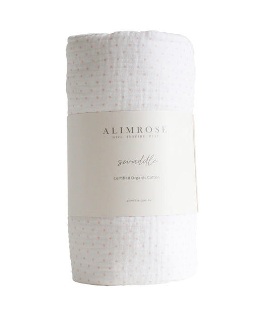 Alimrose Pink Spot Muslin Swaddle