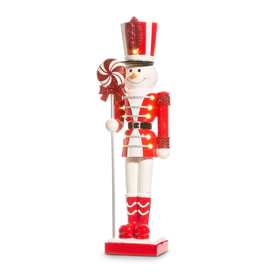Lighted Peppermint Snowman Nutcracker 25”