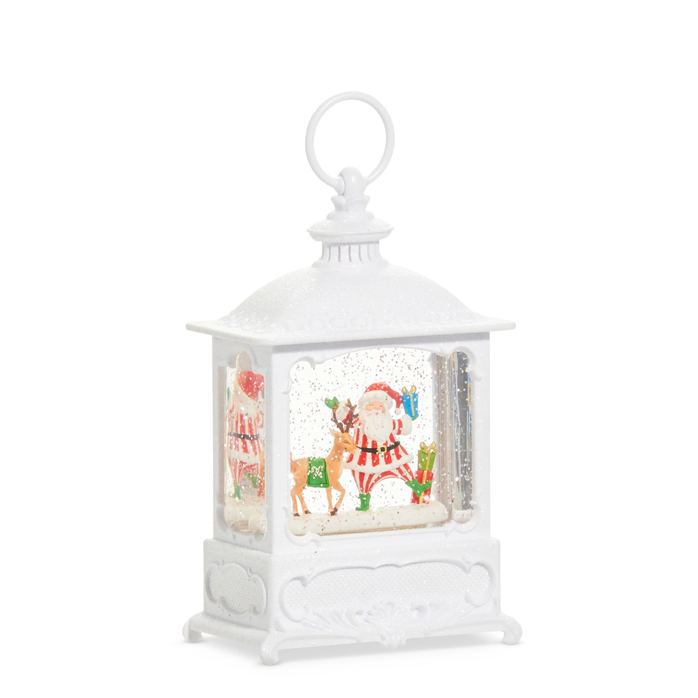 Whimsical Santa & Deer Musical Lighted Water Lantern