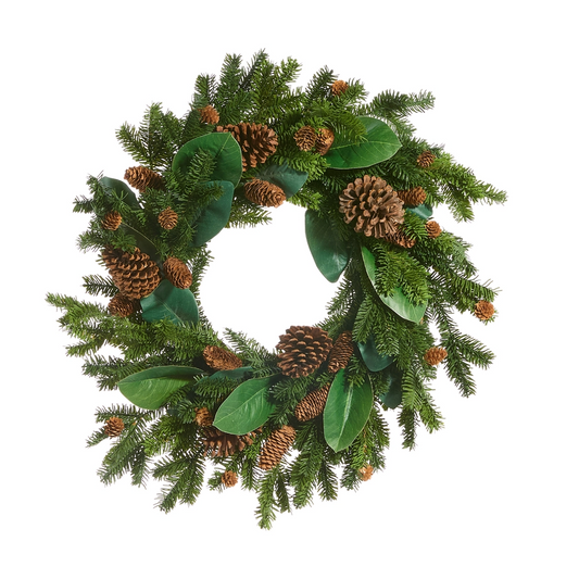 Pine & Magnolia Leaf Wreath