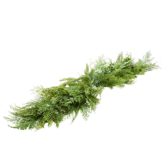 Iced Mixed Greenery Swag 52”