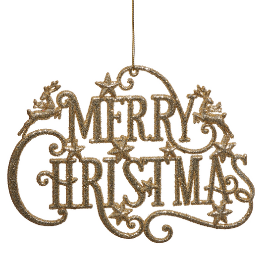Gold Glitter Merry Christmas Ornament